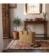 Panier Artisanal en Osier Naturel avec Poignées en Cuir - Panier Marocain pour Plage, Marché et Usage Quotidien