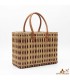 Panier artisanal en osier avec motif grenat et poignées en cuir | Panier marocain pour la plage, le marché et le quotidien