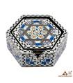Caja de 6 Posavasos Hexagonales de Taracea Egipcia Artesanal – Mosaico Decorativo Hecho a Mano - Alta Calidad