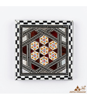 Caja de 6 Posavasos Cuadrados de Taracea Egipcia Artesanal – Mosaico Decorativo Hecho a Mano - Alta Calidad