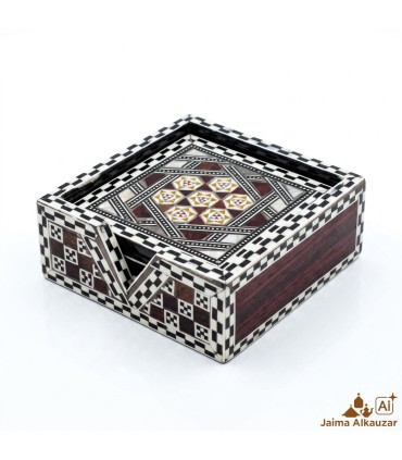 Caja de 6 Posavasos Cuadrados de Taracea Egipcia Artesanal – Mosaico Decorativo Hecho a Mano - Alta Calidad