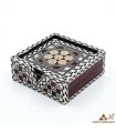 Caja de 6 Posavasos Cuadrados de Taracea Egipcia Artesanal – Mosaico Decorativo Hecho a Mano - Alta Calidad