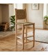 Silla Taburete Artesanal - Estilo Único - de Limonero y Esparto - con Respaldo Giratorio
