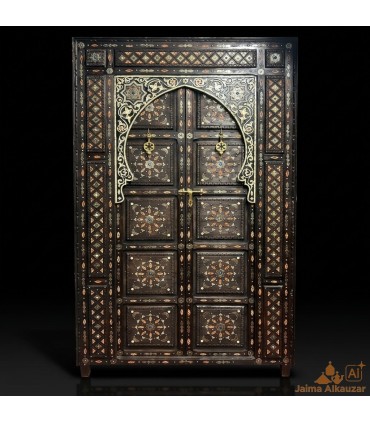 Puerta marroquí artesanal modelo Sultan | Madera, hueso y alpaca
