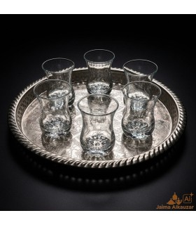 Set 6 Verres à Thé Turc Zujaj en Verre Trempé avec Soucoupes