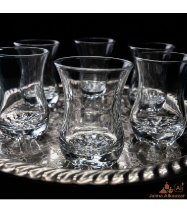 Set 6 Verres à Thé Turc Zujaj en Verre Trempé avec Soucoupes
