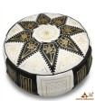 Arabian Puff 100% Leder - Schwarze Farbe Marokkanisches Kunsthandwerk - Modell Laun Aswad