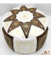 Couro Puff Árabe 100% - Artesanato Marroquino Marrom - Modelo Laun Bunni