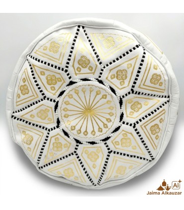 Arabian Puff 100% Leather - Natural Skin Color Moroccan Crafts - Laun Abiadun Model