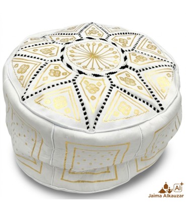 Puff arabo 100% pelle - Colore naturale della pelle Artigianato marocchino - Modello Laun Abiadun