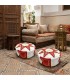 Puff Arabo 100% Pelle - Colore Rosso Artigianato Marocchino - Modello Laun Ahmar