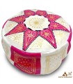 Arabian Puff 100% Leder - Rosa Farbe Marokkanisches Handwerk - Modell Laun Zahri