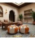 Arabian Puff 100% Leather - Orange Color Moroccan Crafts - Laun Burtukal Model