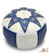 Puff Arabo 100% Pelle - Colore Blu Navy Artigianato Marocchino - Modello Laun Azrak Bahri