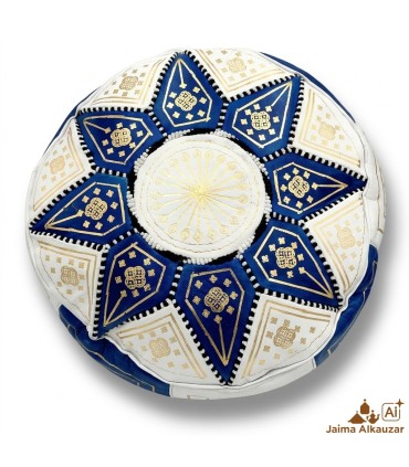 Arabian Puff 100% Leder - Marineblaue Farbe Marokkanisches Kunsthandwerk - Modell Laun Azrak Bahri