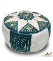 Arabian Puff 100 % Leder – korallengrüne Farbe marokkanisches Kunsthandwerk – Modell Laun Akhdar Bahri