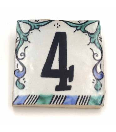 Blue Andalusian Tile House Number - Nazari Mosaic - 10 cm - Handmade - Arkamun Model