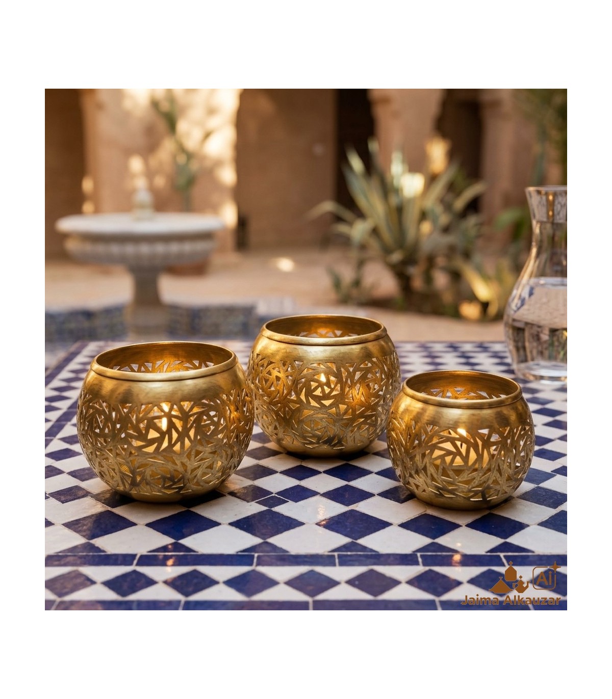 3er Set marokkanische Kerzenhalter Messing Marrakech