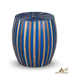Mesa Auxiliar Marroquí de Madera y Resina Azul – Artesanal – 41 × 51 cm - Modelo Armilat