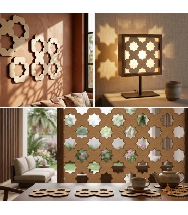 Celosía Árabe de Madera Modelo Murabba - Decoración Geométrica