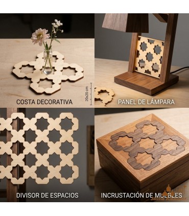 Celosía Árabe de Madera Modelo Murabba - Decoración Geométrica