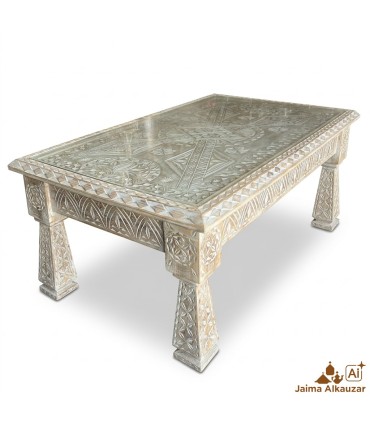 Mesa Madera Cedro Envejecida - Vintage - Decoracion Marroquí - 125x75-53 cm