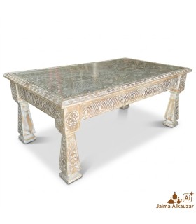 Mesa de centro madera cedro envejecida estilo marroquí 125x75