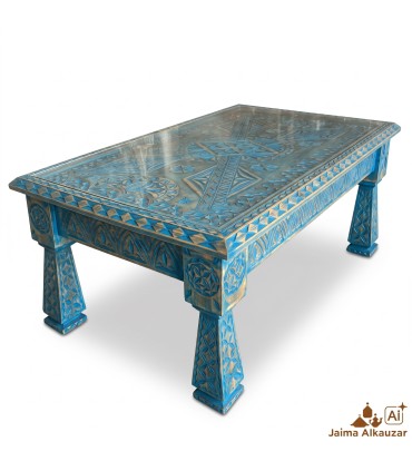 Mesa de centro madera cedro envejecida estilo marroquí 125x75