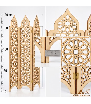 Biombo Madera Calada - Celosía Arabe - Modelo Alkauzar  - 180 cm