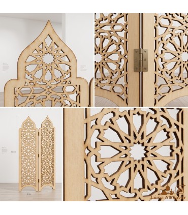 Biombo Madera Calada - Celosía Arabe - Modelo Alkauzar  - 180 cm