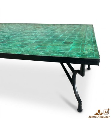 Mesa de mosaico artesanal verde y beige - Estilo Andalusí