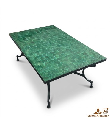 Cópia de Mesa de Mosaico para Jardim ou Pátio Andaluz - Verde e Bege - Artesanato Marroquino - Modelo Nukta