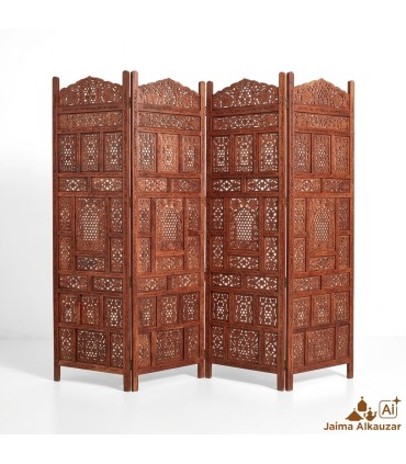 Teak Red Wood Screen 4 Panels | Elegant Room Divider 2m x 1.8m