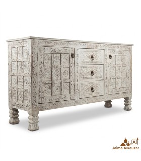 Cómoda de madera envejecida estilo amazig marroquí - 142 cm