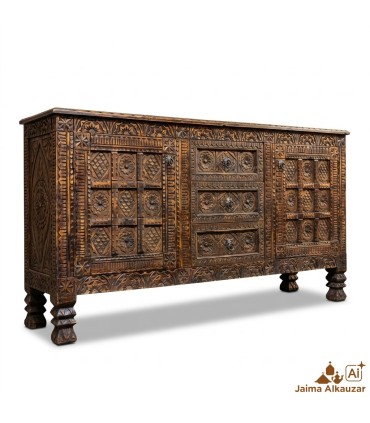 Cómoda Mueble Madera Envejecido - Decoracion Amazig Marruecos - 142x41x77 -