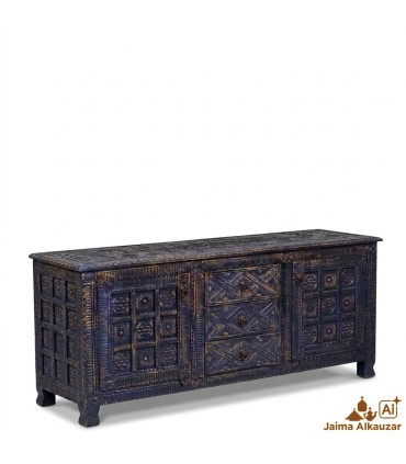 Commode artisanale bois vieilli style Amazigh - 142 cm