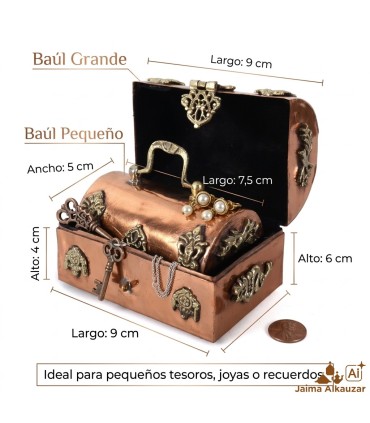 Juego de 2 Mini Baúles de Cobre | Decoración y Recreación