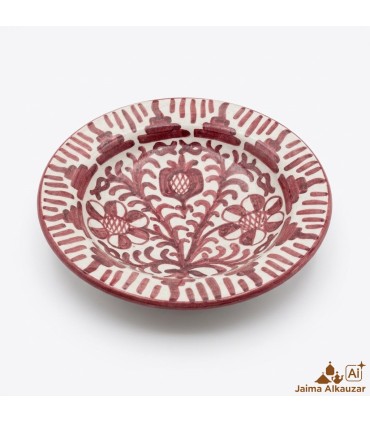 Assiette en céramique artisanale Fajalauza rouge - Style Grenade
