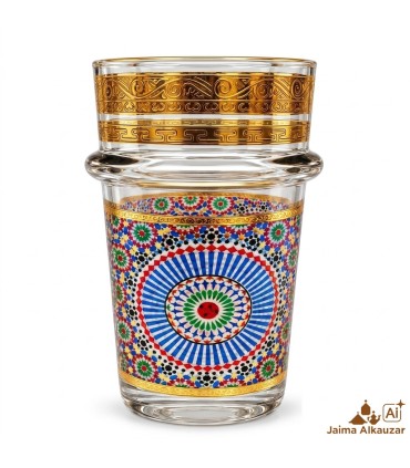 Set of 12 Mosaic Tea Glasses with Gold Details | 100 ml