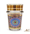 Pack de 12 Vasos de Té con Mosaico Multicolor y Dorado | Vidrio 100 ml