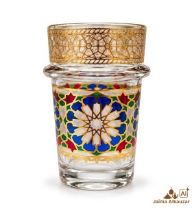 Set of 12 Multicolor and Gold Tea Glasses - Elegant Glassware