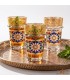 Set of 12 Multicolor and Gold Tea Glasses - Elegant Glassware