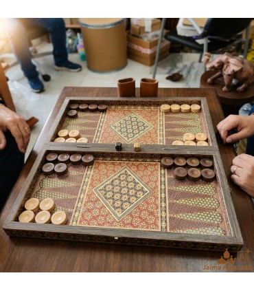 Juego de Ajedrez y Backgammon de Inspiración Persa – Tablero Plegable de 43 cm con Fichas Incluidas