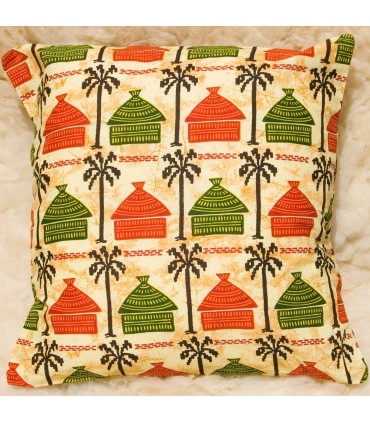 Pad afrikanischen ethnischen - Material 100 % Baumwolle - design gelbe Häuser