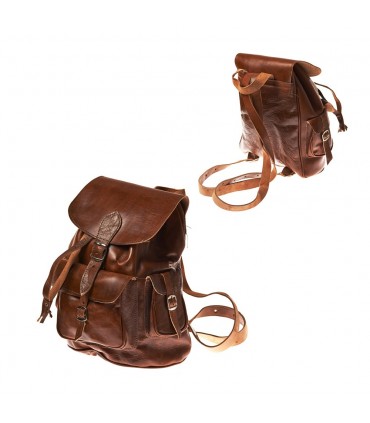 Mochila Cuero - Etnica Africana - Varios Bolsillos - 3 Tamaños