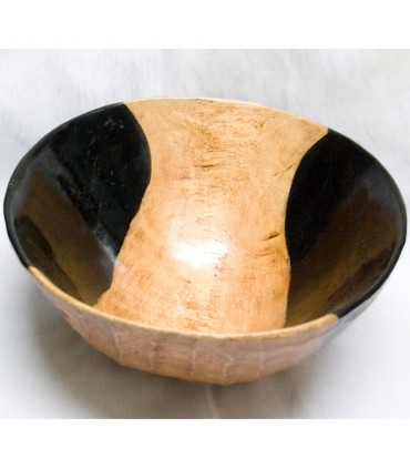 Wooden Fruit Basket - Artisan - Africa - Color Black and White