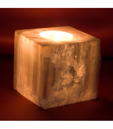 Secchio candeliere Selenite - minerale grezzo - Feng Shui