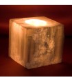 Porta-velas Cubo Selenita - Mineral Bruto - Feng Shui