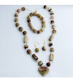 Set Collar Onix Marrón - Pendientes - Pulsera - Artesano