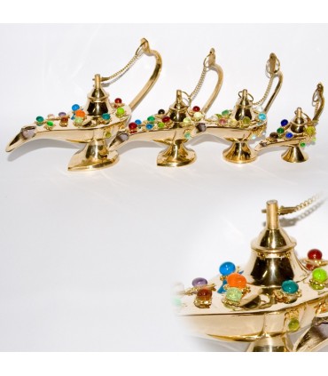 Set 4 Lampen Genie Aladdin Bronze - mit Diamanten verziert